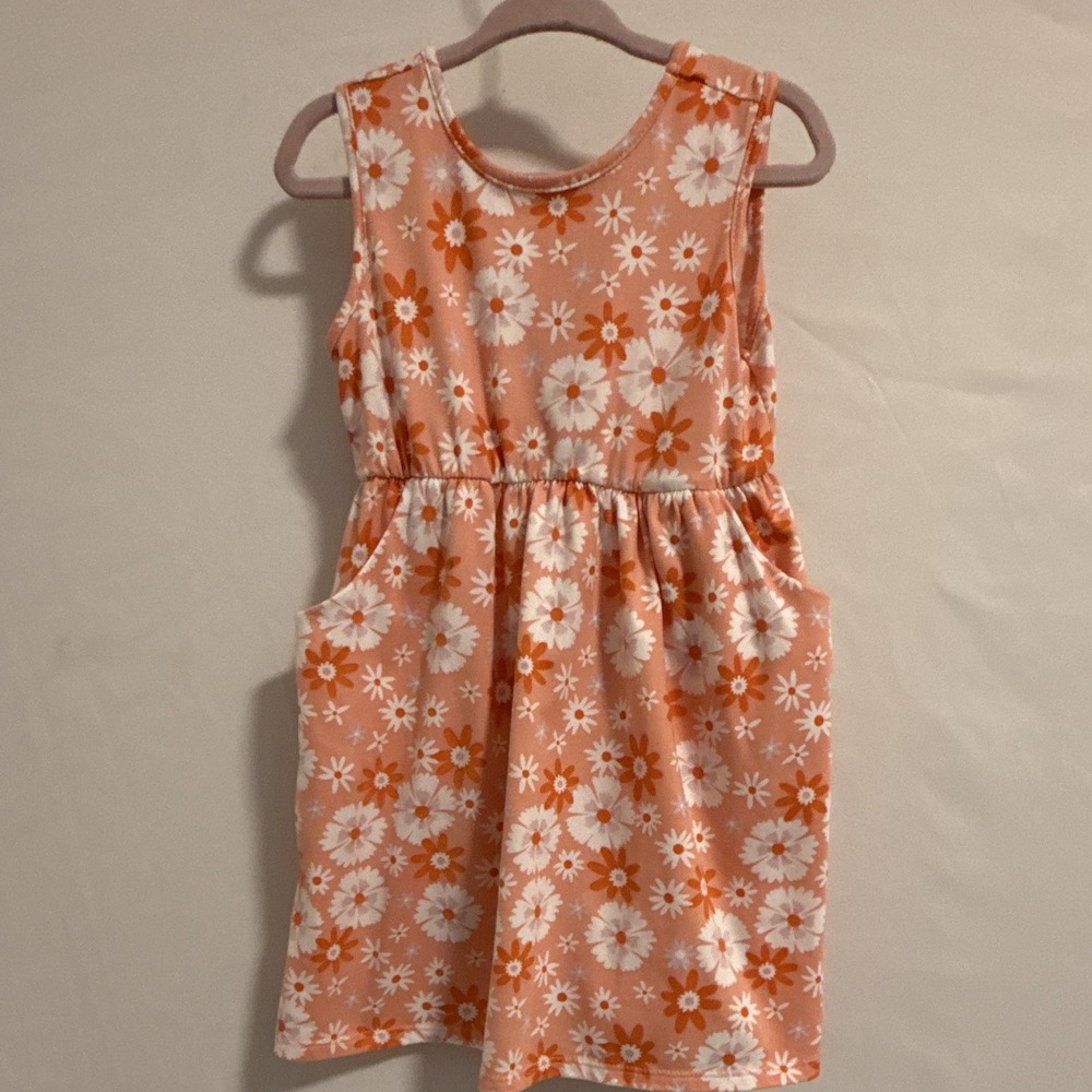 KerstansLittleLove Girls 3T Pink Orange White Floral Sundress Pockets Bow